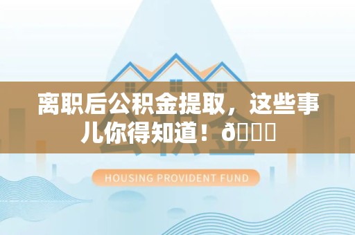 龙岩离职后公积金提取，这些事儿你得知道！😎