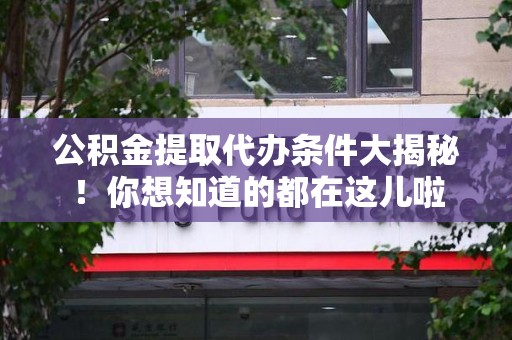 龙岩公积金提取代办条件大揭秘！你想知道的都在这儿啦